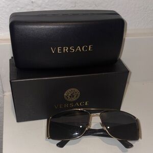 Versace Sunglasses with Black Frame and Gold Detailing